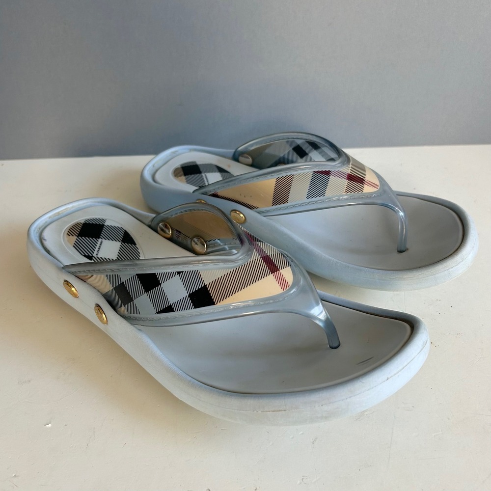 Burberry Nova Check Slides Men's 41 Jelly Thong Sandals Flip Flops Euro